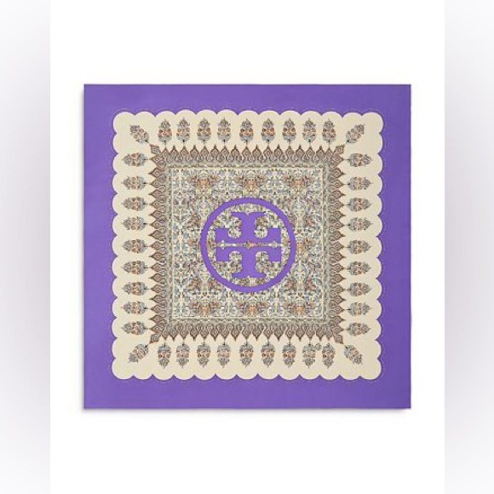 Tory Burch - Indienne Scalloped Canvas Silk Square Scarf (One Size)